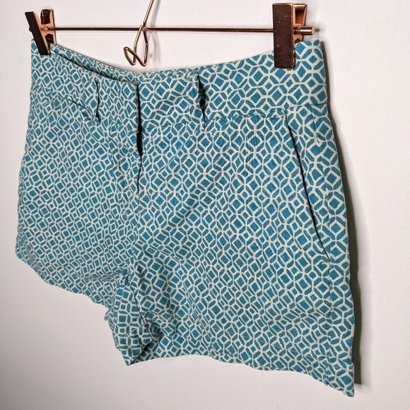 ✨3/$15 LOFT blue geometric linen & cotton blend short 00 - Picture 2 of 6